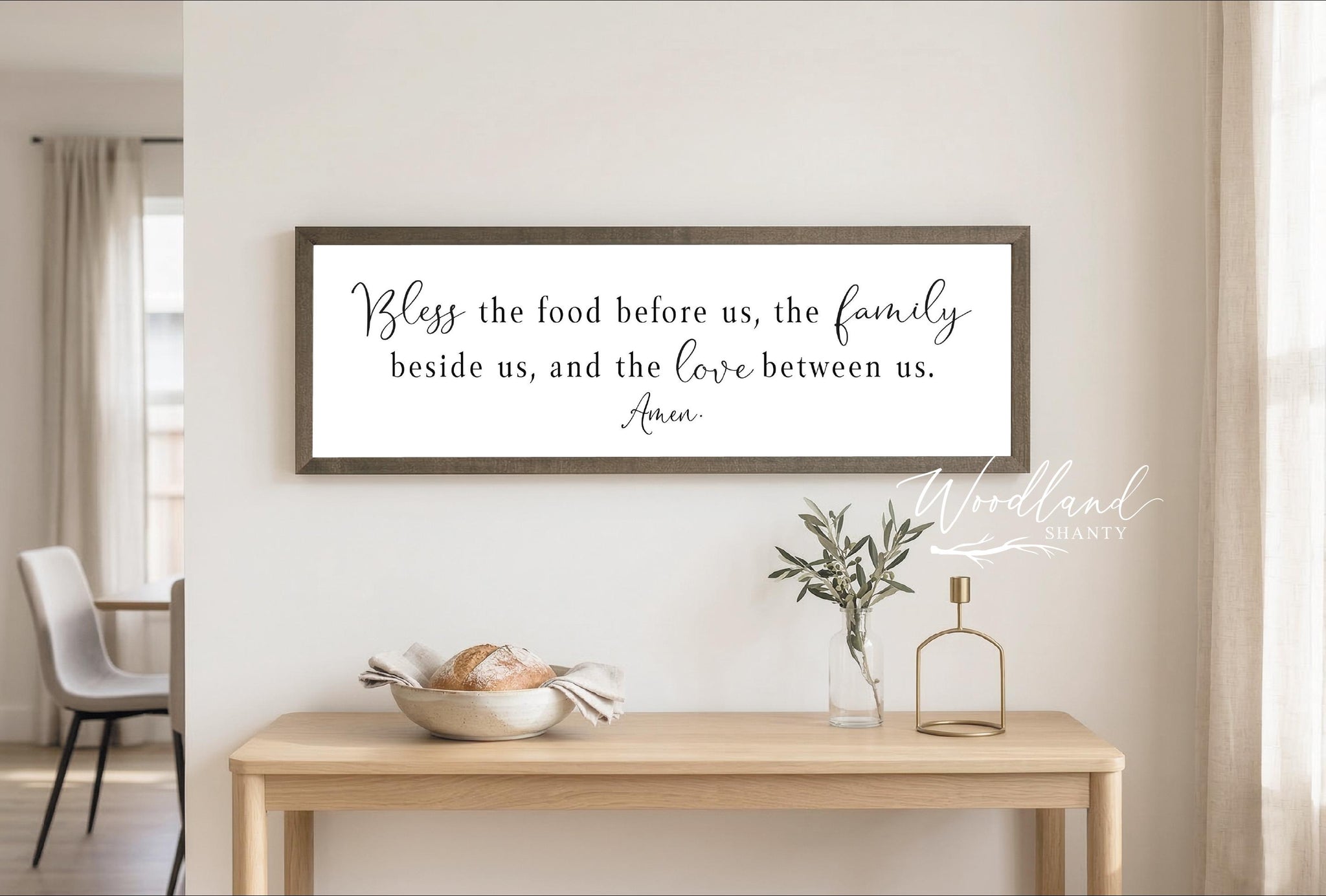 Bless the Food before us the Family beside us and the Love between us Amen Sign | Farmhouse Dining Room Sign | Farmhouse Kitchen Sign