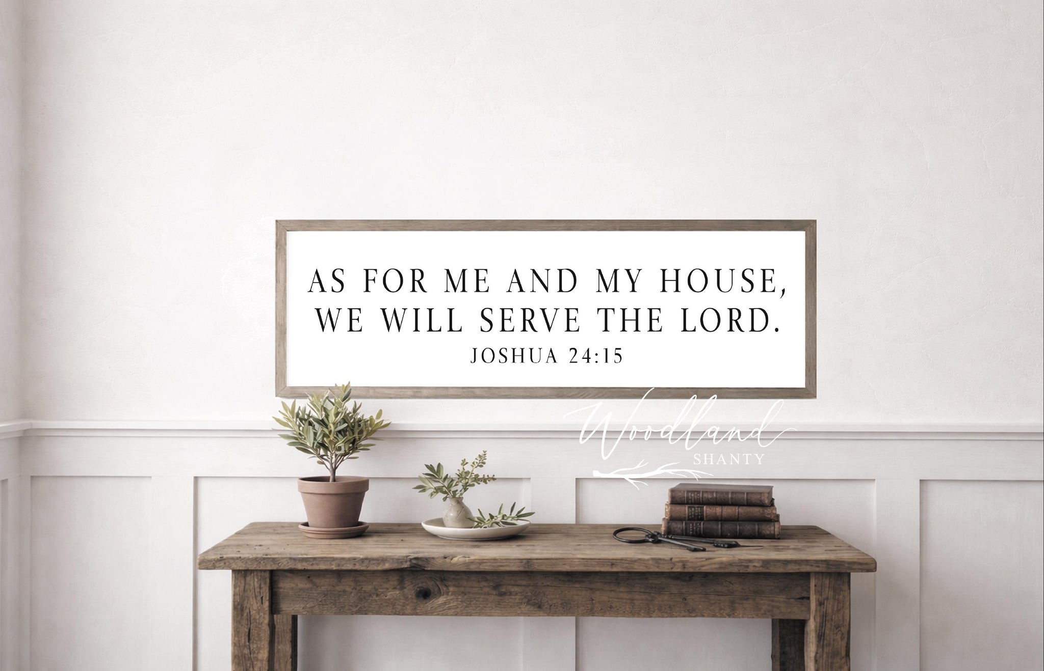 As For Me and My House We Will Serve The Lord Sign | Religious Rustic Farmhouse Sign | As For me and my House Framed Sign Joshua 24 15