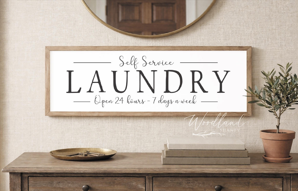 Self Service Laundry Sign | Farmhouse Laundry Sign | Laundry Room Sign