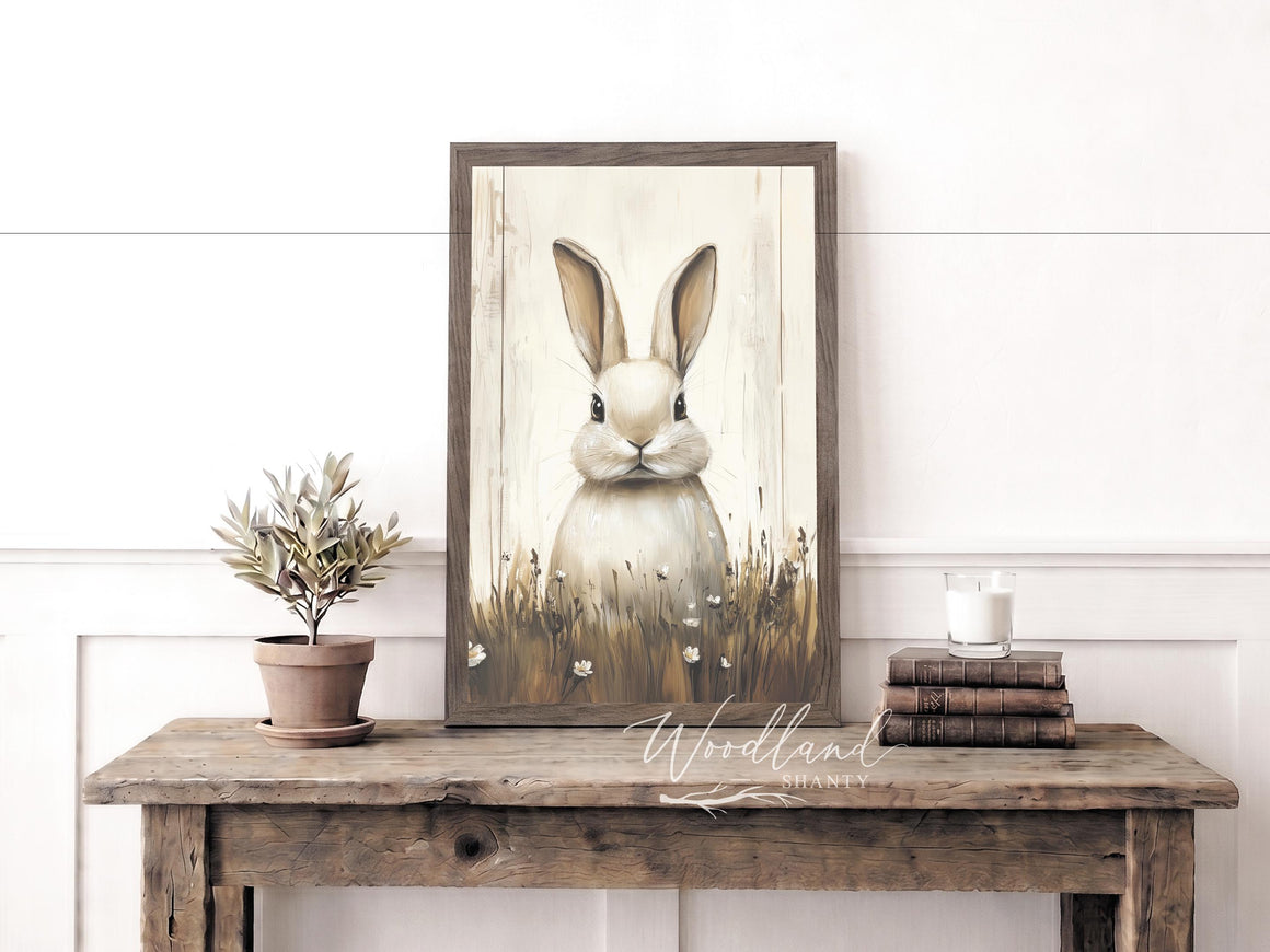 Framed Vintage Rabbit Spring Wall Art Sign