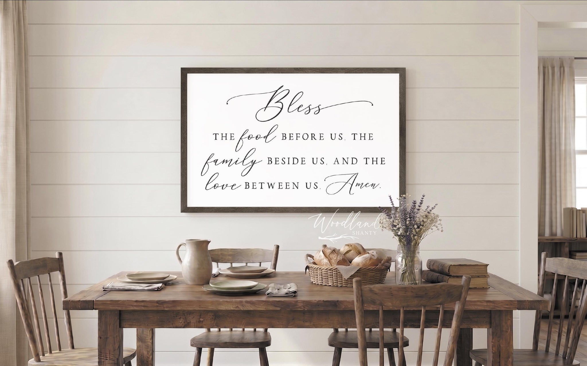 Bless the Food before us the Family beside us and the Love between us Amen Sign | Farmhouse Dining Room Sign | Farmhouse Kitchen Sign