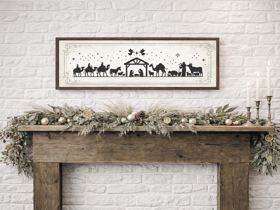 Framed Nativity Scene Sign