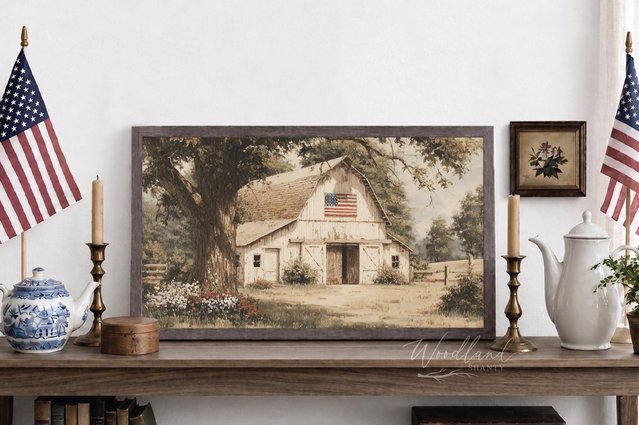 Framed Americana Cottage Barn Sign, Rustic Americana Wall Art