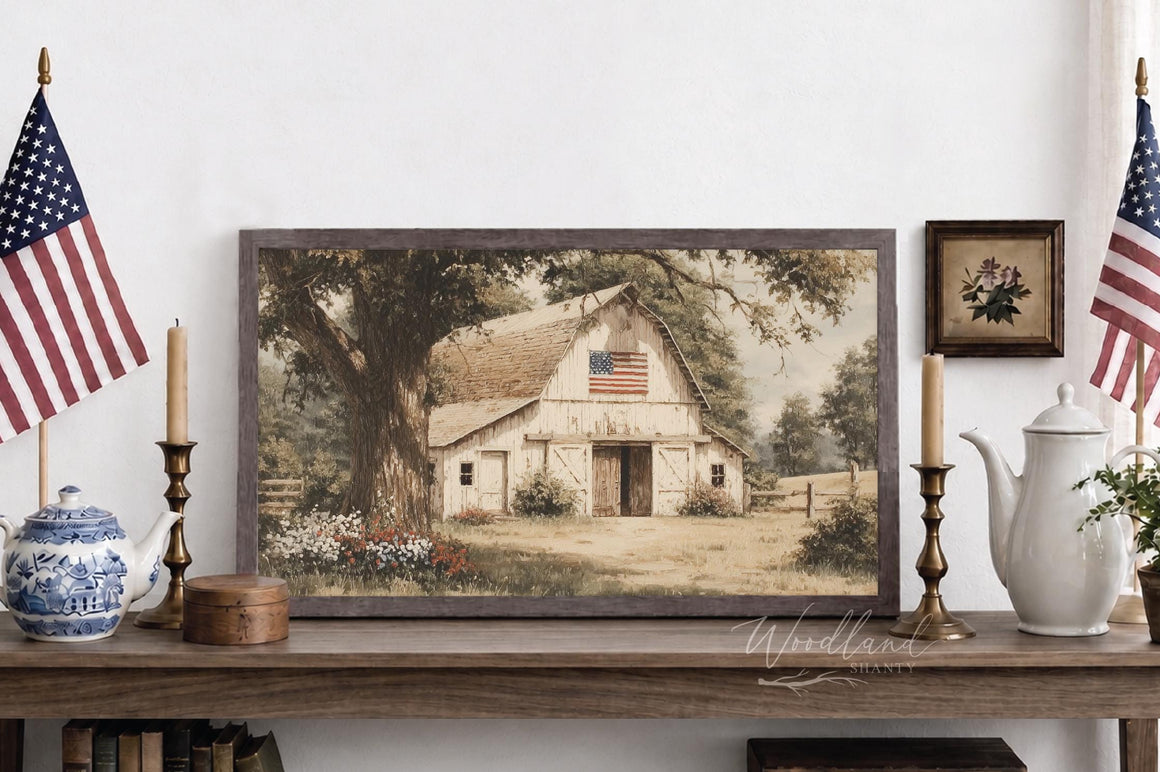 Framed Americana Cottage Barn Sign, Rustic Americana Wall Art
