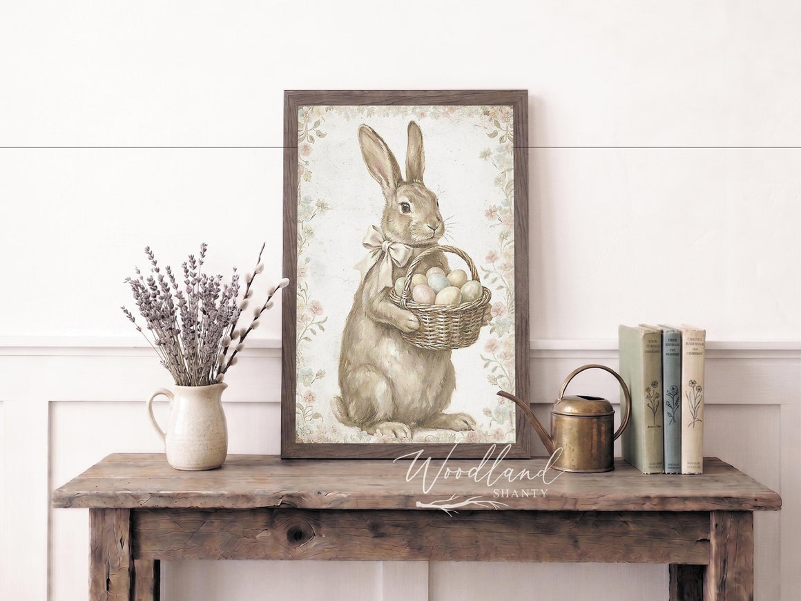 Framed Spring Cottage Bunny Sign