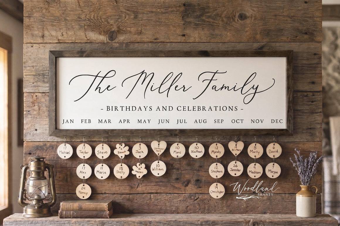 Personalized Family Name Birthday Board | Family Birthdays and Celebrations Board Sign | Custom Birthday Board Calendar Sign
