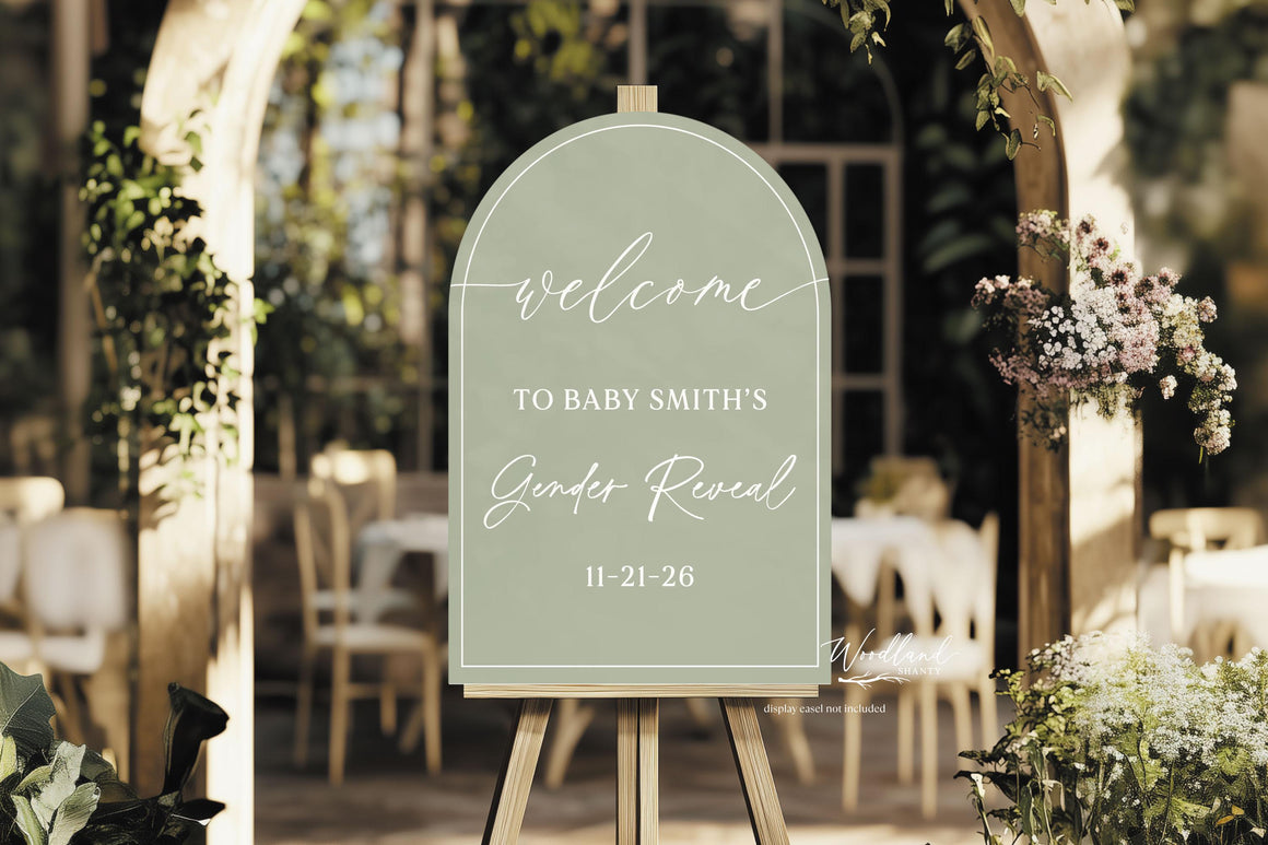Personalized Arch Welcome to Gender Reveal Sign on Acrylic