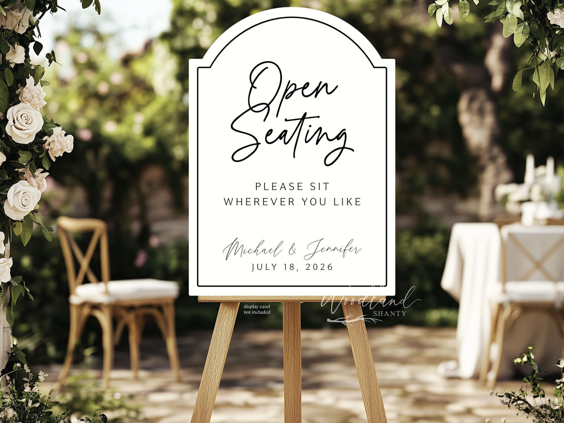 Open Seating Sign, Personalized Wedding Choose Any Seat Sign Decor