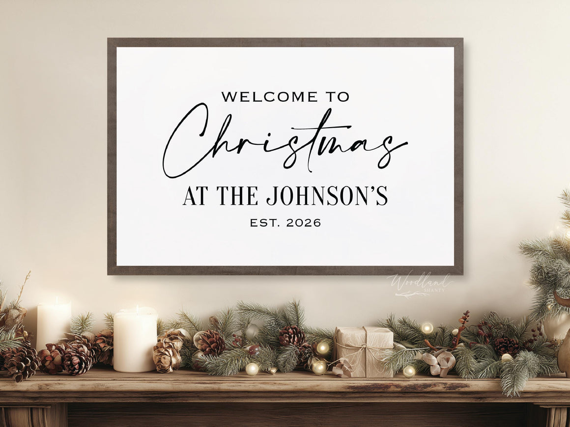 Personalized Christmas Sign, Personalized Welcome Christmas Sign, Farmhouse Personalized Christmas Decor