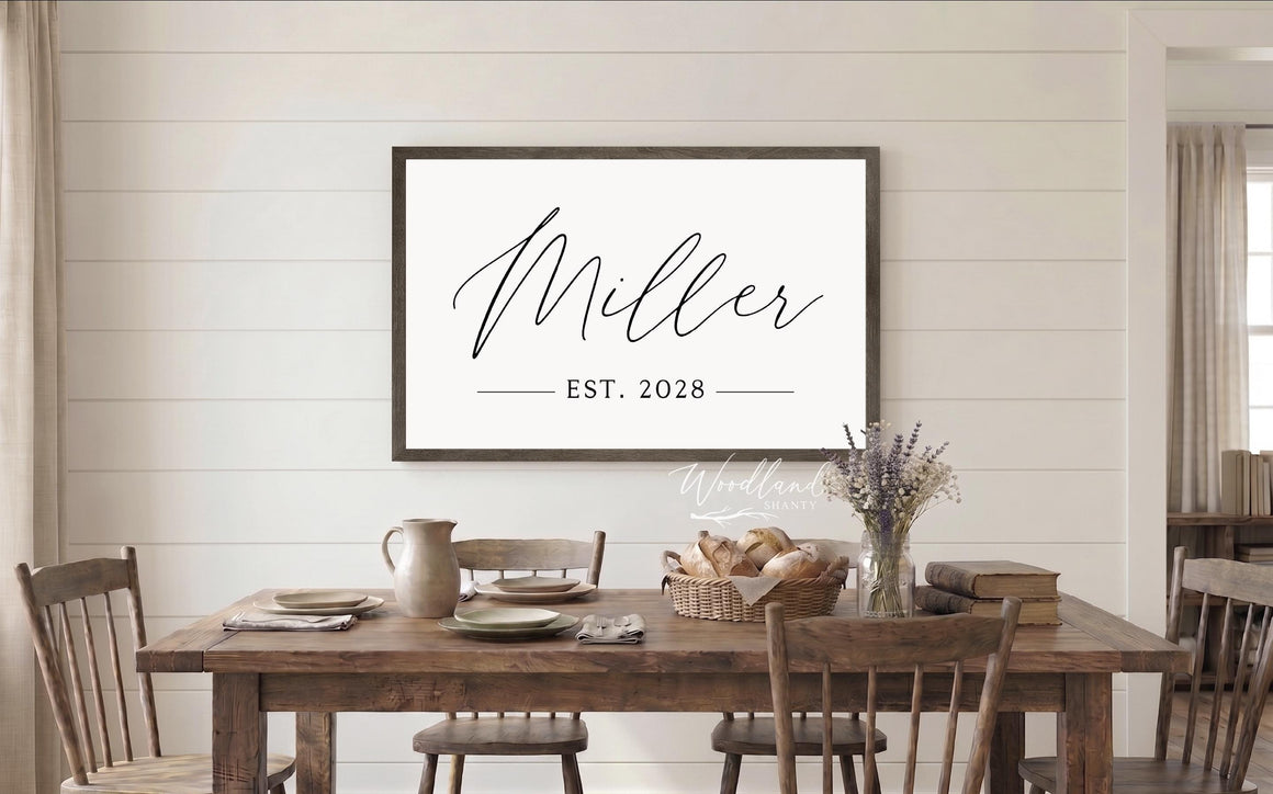 Framed Last Name Sign, Personalized Established Year Gift, Wedding Christmas Gift