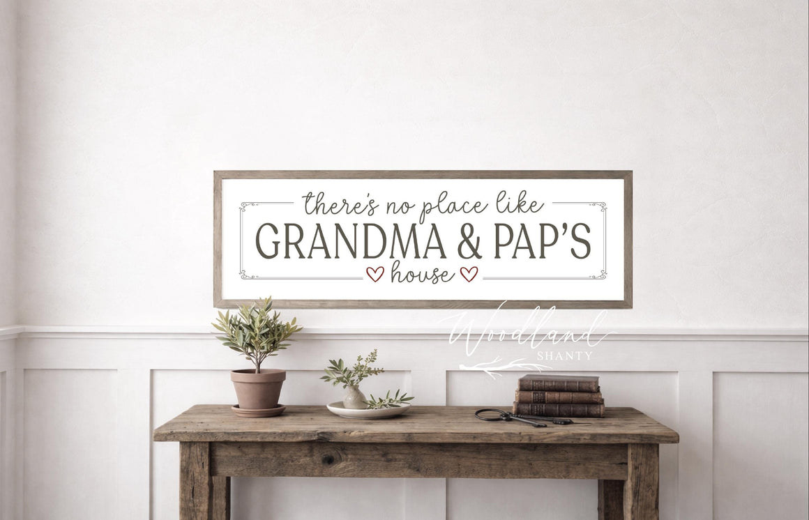 Personalized There's No Place Like Grandma & Grandpa's House Framed Sign, Custom sign for Grandma, Grandpa, Pap, Nana, Mimi