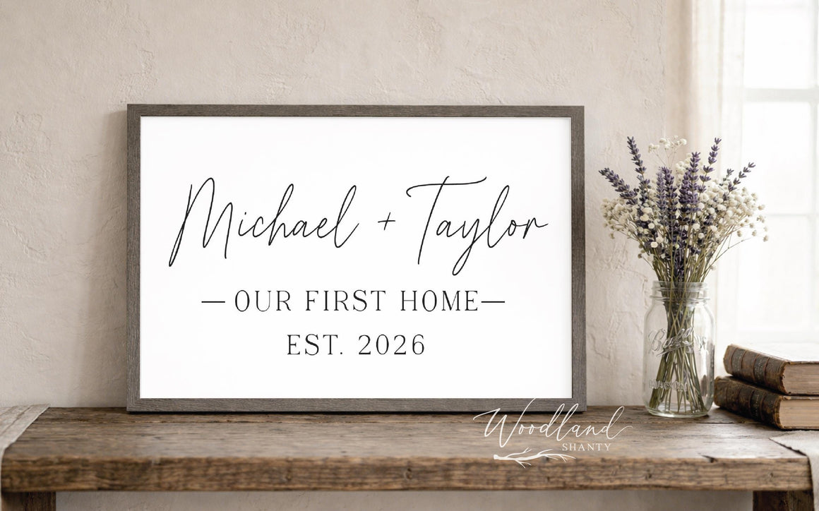 Personalized Bought First Home Framed Sign, First Time Homebuyer Housewarming Gift