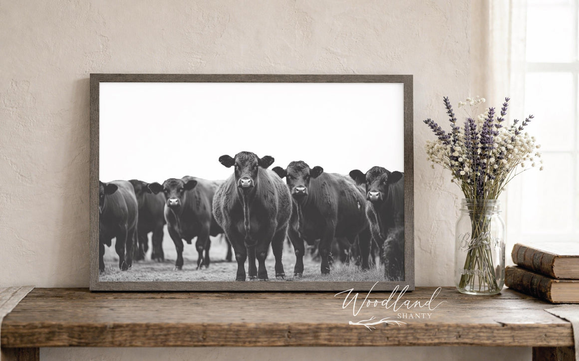 Framed Cow Print Wall Art