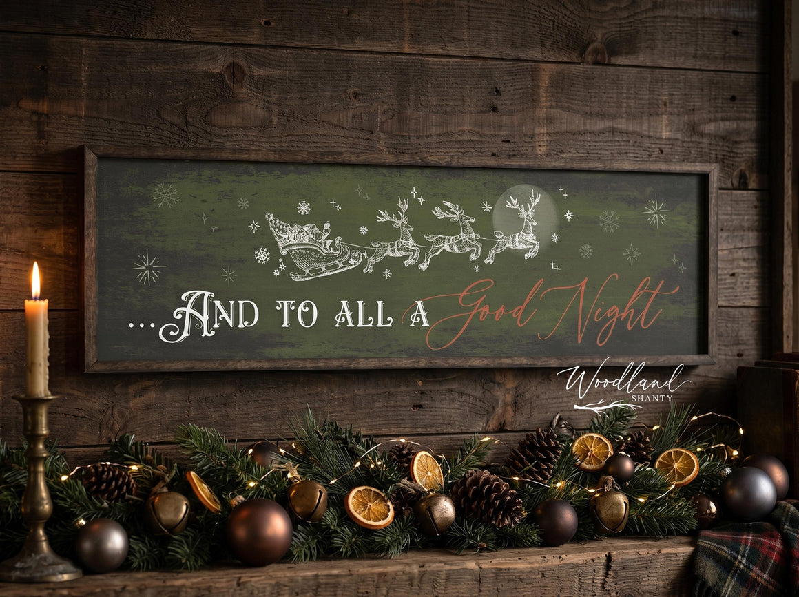 And To All A Good Night Christmas Santa Reindeer Framed Sign