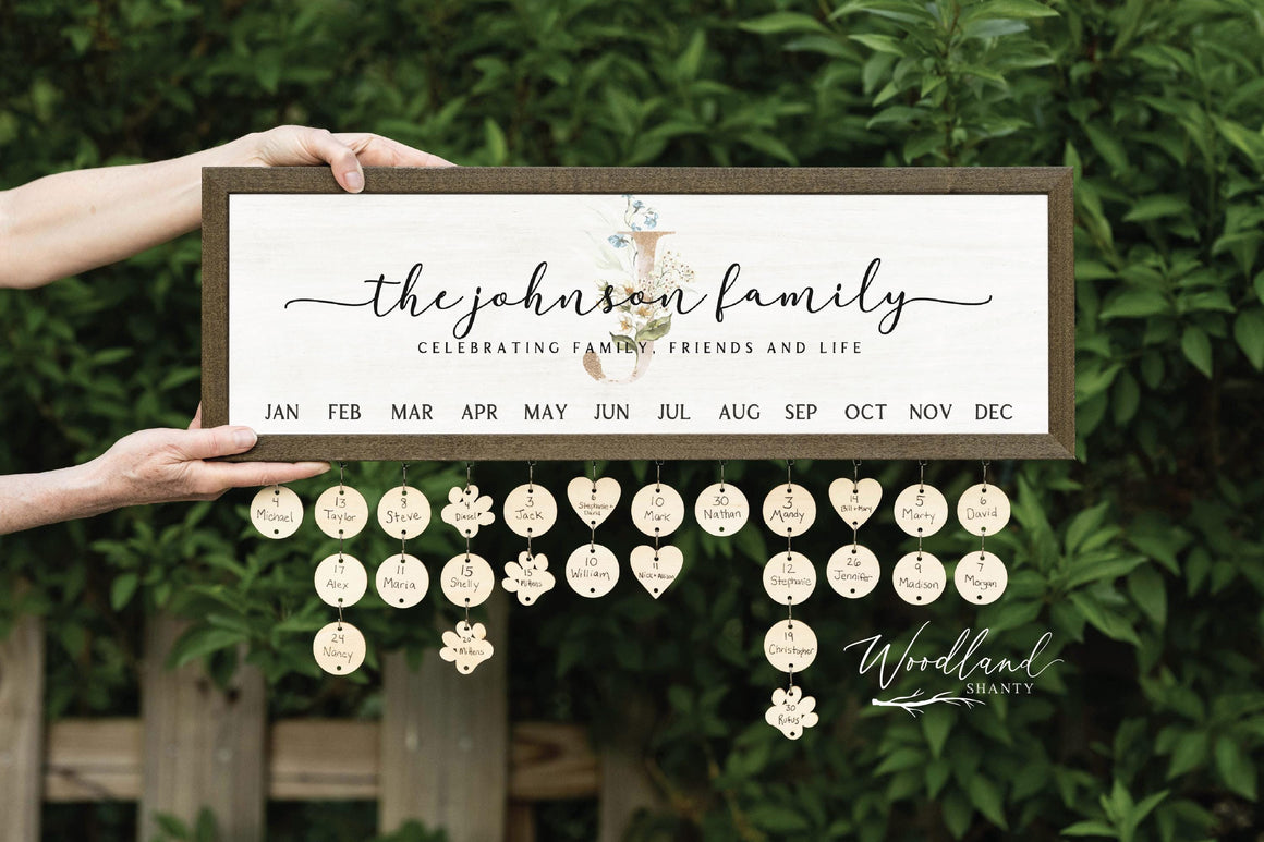Personalized Birthday Calendar with Floral Monogram
