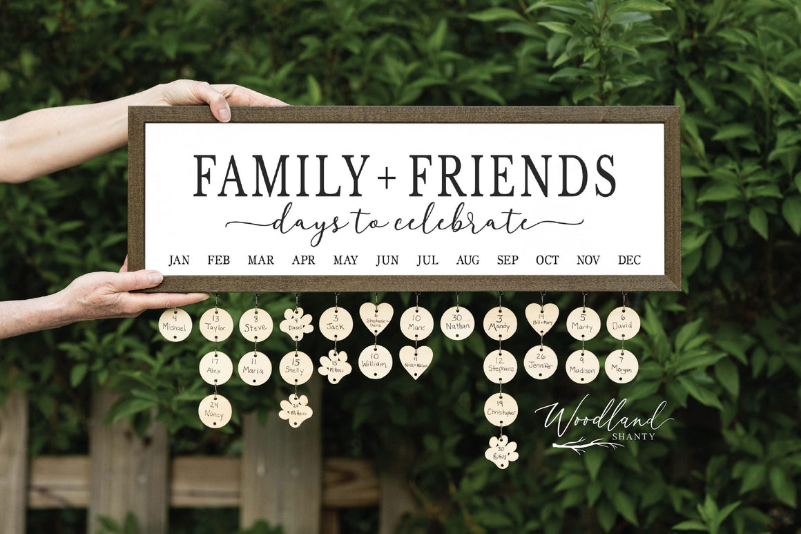 Family and Friends Days to Celebrate Birthday Calendar Board