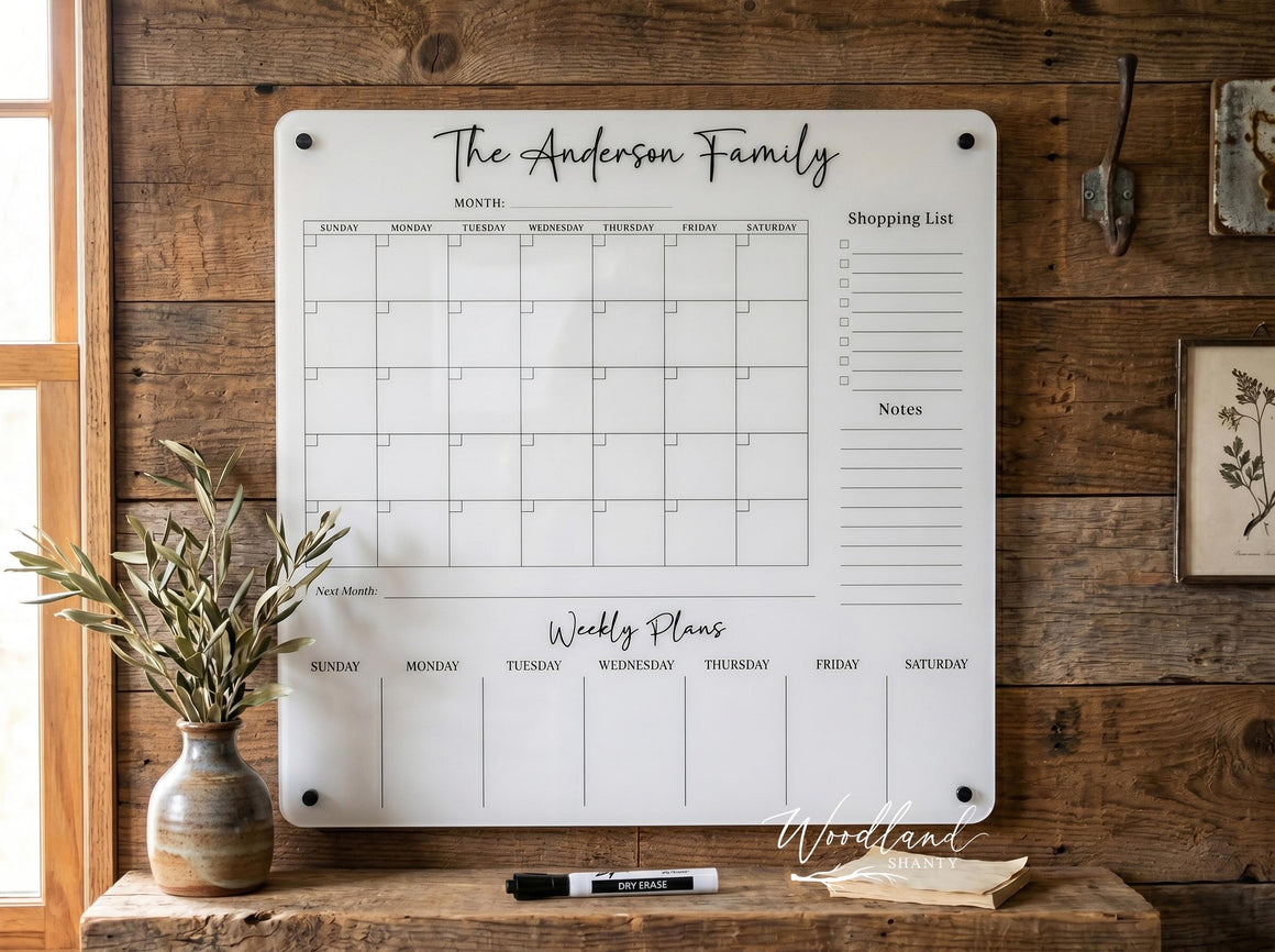 Personalized Square Acrylic Dry Erase Wall Calendar
