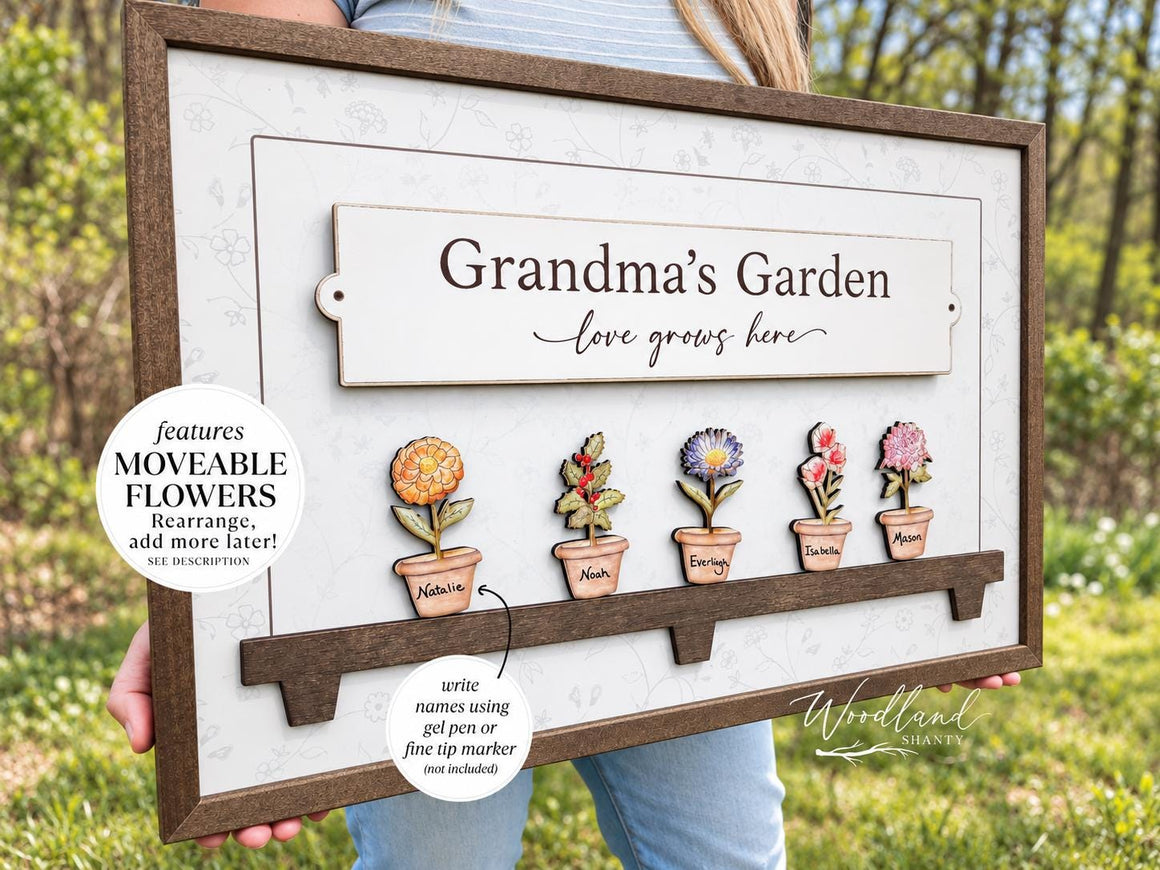 Framed Movable Birth Month Flowers Sign