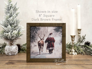 Santa and Reindeer Framed Sign