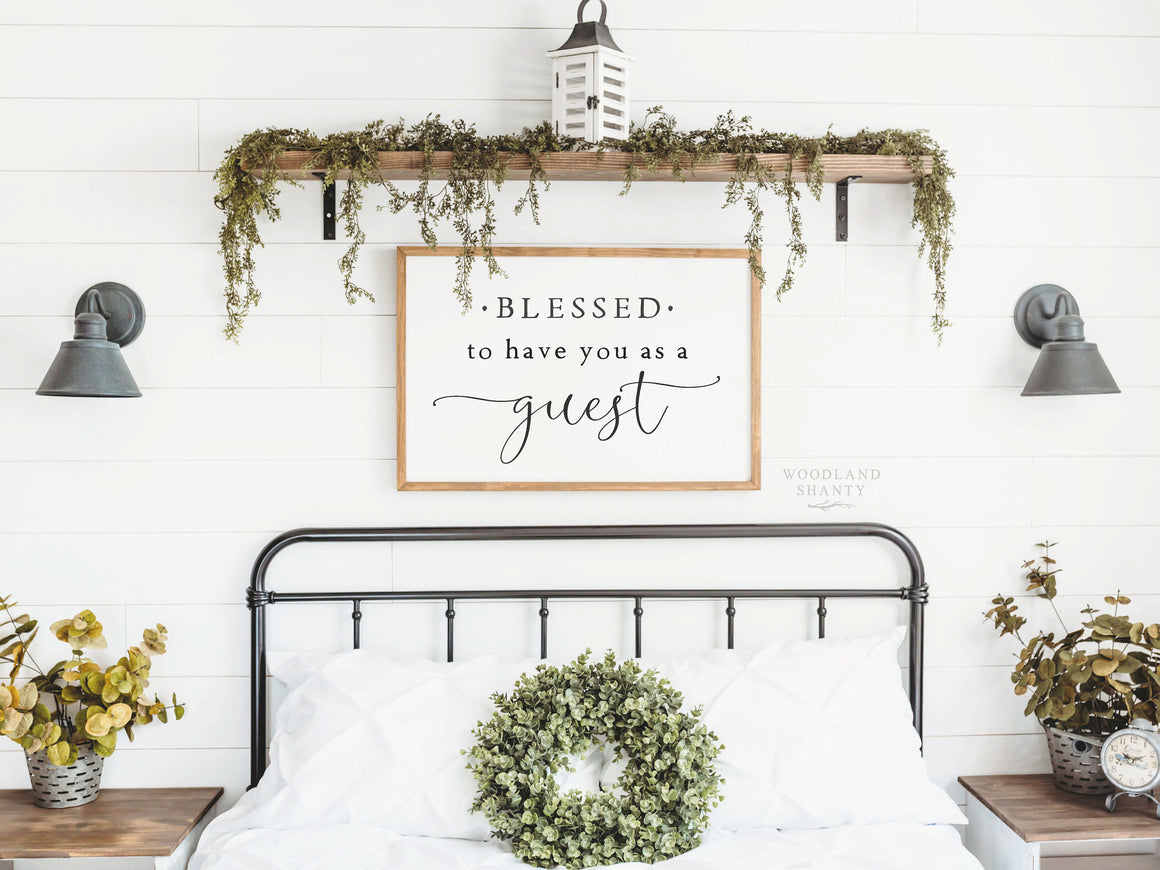 Be Our Guest Sign | Guestroom Farmhouse Sign | Guestroom Decor | Farmhouse Vintage Inspired Guestroom Sign | Blessed to be our guest sign