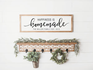 Happiness is Homemade Personalized Sign | Personalized Entryway Sign | Personalized Wedding Gift | Personalized Housewarming Gift Farmhouse