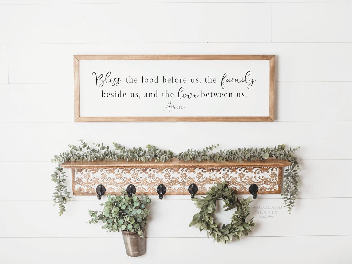 Bless the Food before us the Family beside us and the Love between us Amen Sign | Farmhouse Dining Room Sign | Farmhouse Kitchen Sign