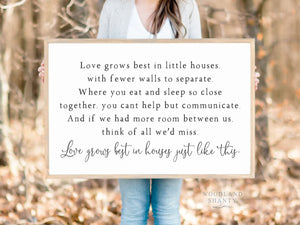 Love Grows Best in Little Houses Sign | Love Grows Best in Houses Just Like This Sign | Collage Wall Sign | Framed Wood Farmhouse Sign