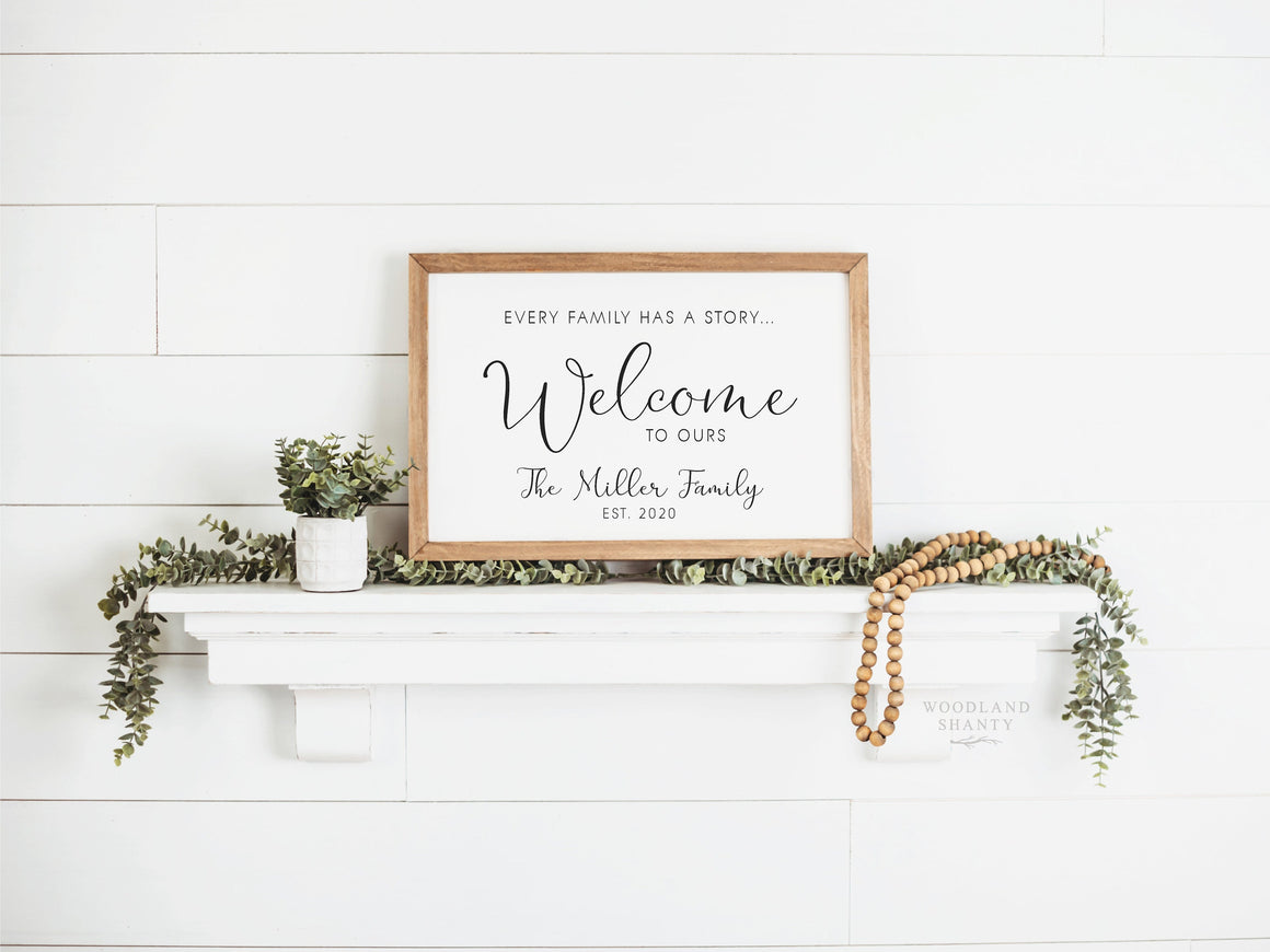 Every Family Has a Story Welcome To Ours Sign Personalized | Welcome To Our Home
