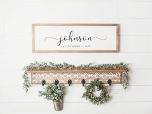 Personalized Last Name Sign | Modern Farmhouse Wedding Date Gift | Family Name Sign