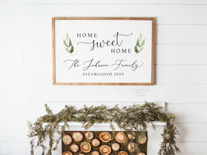 Home Sweet Home Sign | Last Name Sign | Housewarming Gift | New Homeowner Gift | Farmhouse Wall Decor | Real Estate Closing Gift for Buyers