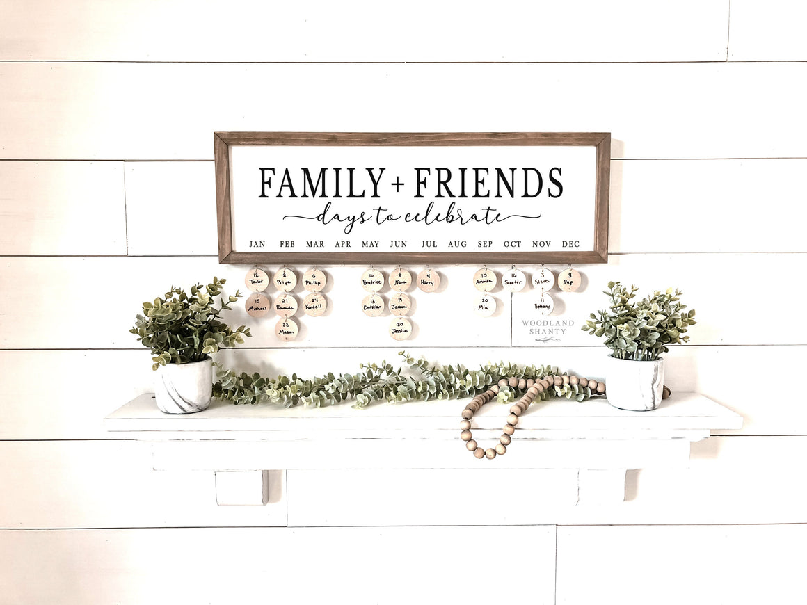 Family and Friends Days to Celebrate Birthday Calendar Board