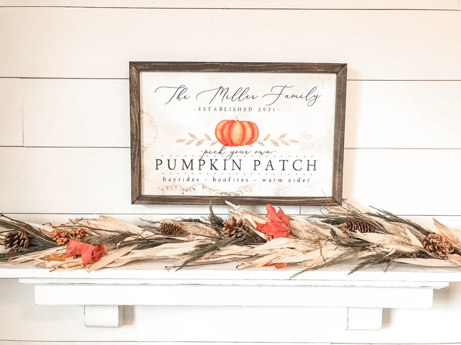 Pumpkin Patch Sign | Personalized Fall Family Farm Pumpkin Sign