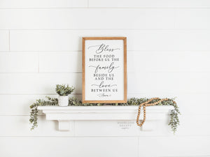Bless the Food Before Us Sign | Farmhouse Dining Room Sign | Farmhouse Kitchen Sign
