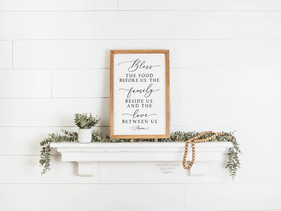 Bless the Food Before Us Sign | Farmhouse Dining Room Sign | Farmhouse Kitchen Sign