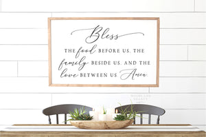 Bless the Food before us the Family beside us and the Love between us Amen Sign | Farmhouse Dining Room Sign | Farmhouse Kitchen Sign