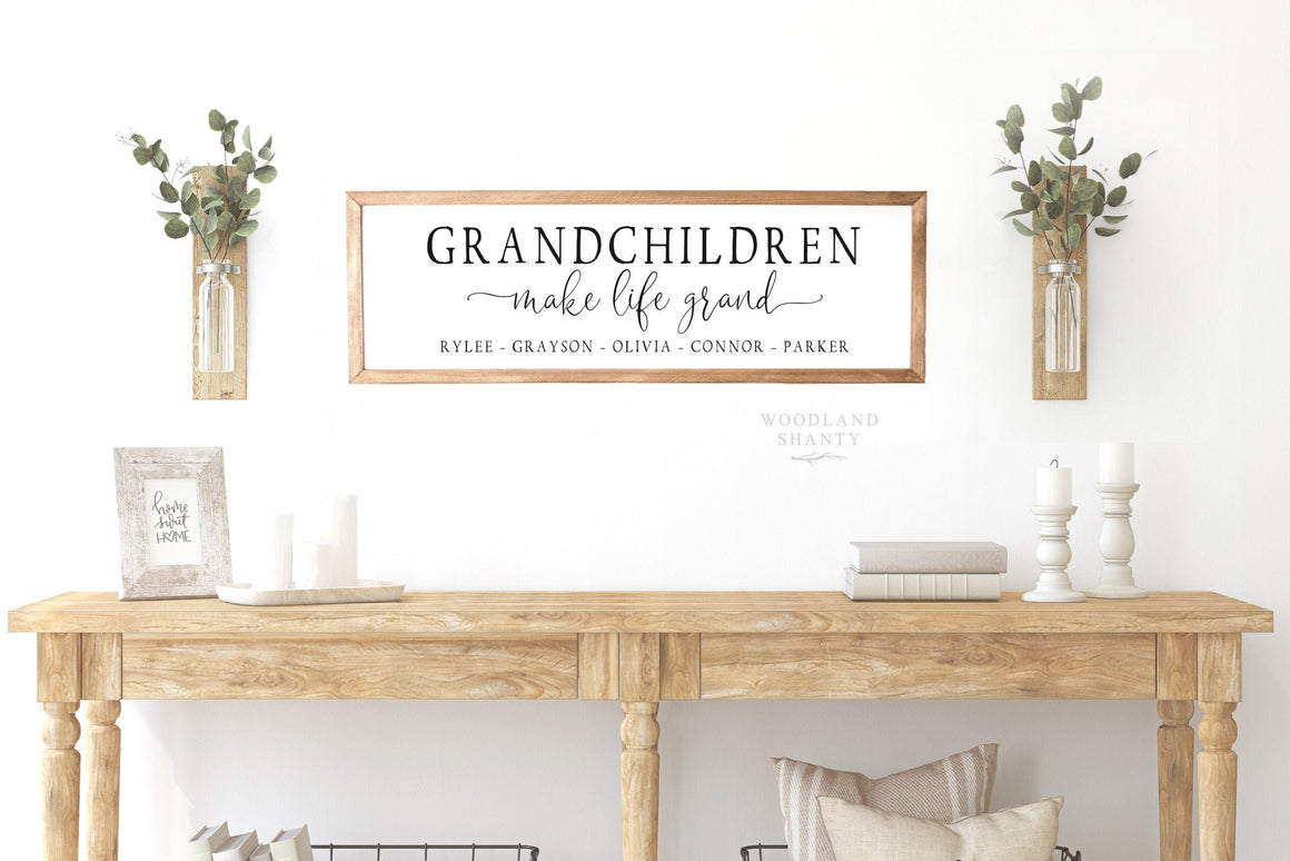 Grandparents Gift | Mother's Day Gift | Grandchildren Make Life Grand | Personalized Grandkids Names Sign