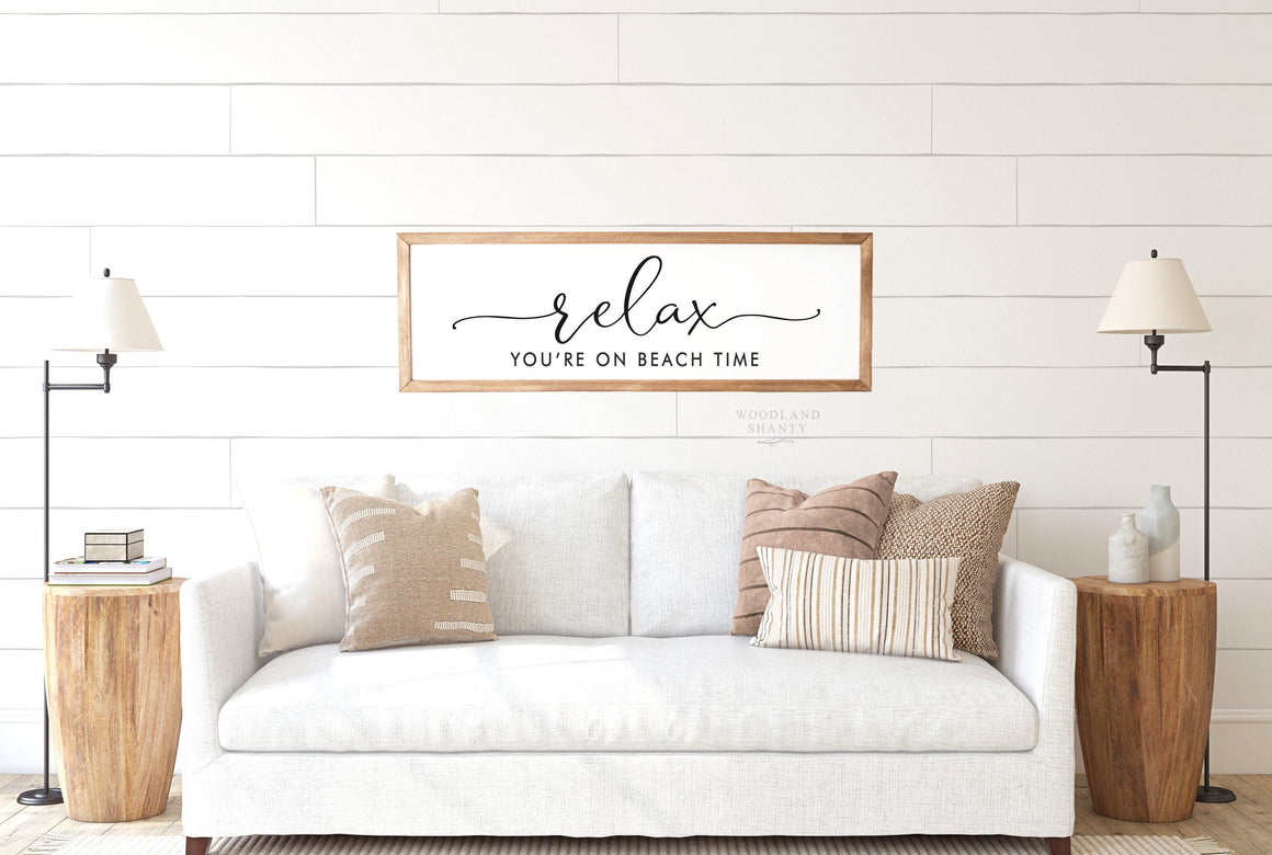Relax You're On Beach Time Sign | Relax at the Beach Sign | Beach House Decor | Beach House Sign