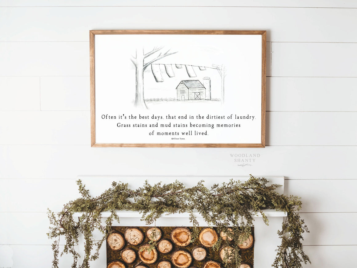 Laundry Room Sign | Laundry Thoughts © | Farmhouse Sign for Laundry Room | Vintage Laundry Room Sign | Laundry Wall Art