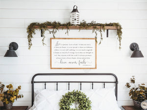 Love is Patient Sign | Large Bedroom Sign | Farmhouse Decor | Wedding Gift | Wedding Decor | Farmhouse Wall Decor | Wedding Sign