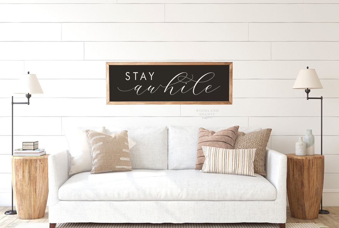 Stay Awhile Sign | Entryway Sign | Entryway Decor | Foyer Sign | Farmhouse Decor, Air bnb decor, lake house decor, beach house decor