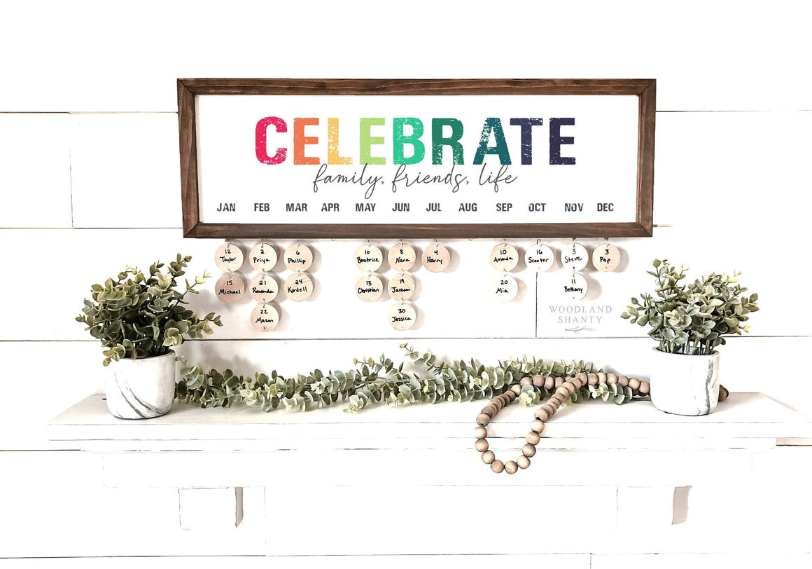 Celebrate Birthday Board, Rainbow Celebrate Sign Wall Art, Birthday Reminder Board