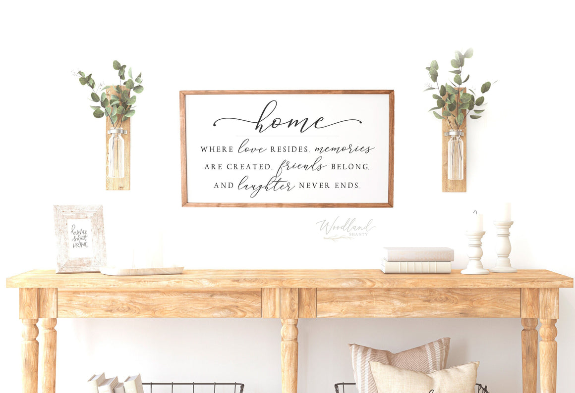 Home Where Love Resides Sign, Living Room Sign, Family Room Sign, Home Sign, Living Room Decor, Above Couch Decor,