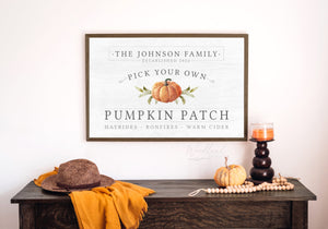 Personalized Pick Your Own Pumpkin Patch Sign, Personalized Fall Sign, Fall Decor, Modern Farmhouse Fall Decor, Fairytale Pumpkin Wall Art