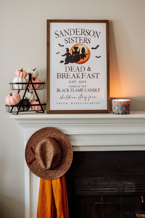 Sanderson Sisters Dead and Breakfast Sign | Fall Halloween Decor Sign | Fall Farmhouse Mantle Decor | Halloween Mantle Decor | Witch Broom