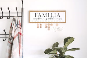 Familia Spanish Perpetual Birthday Calendar, Familia Cumpleanos y Celebraciones, Spanish Gift, Spanish Christmas Gift, Familia wall art