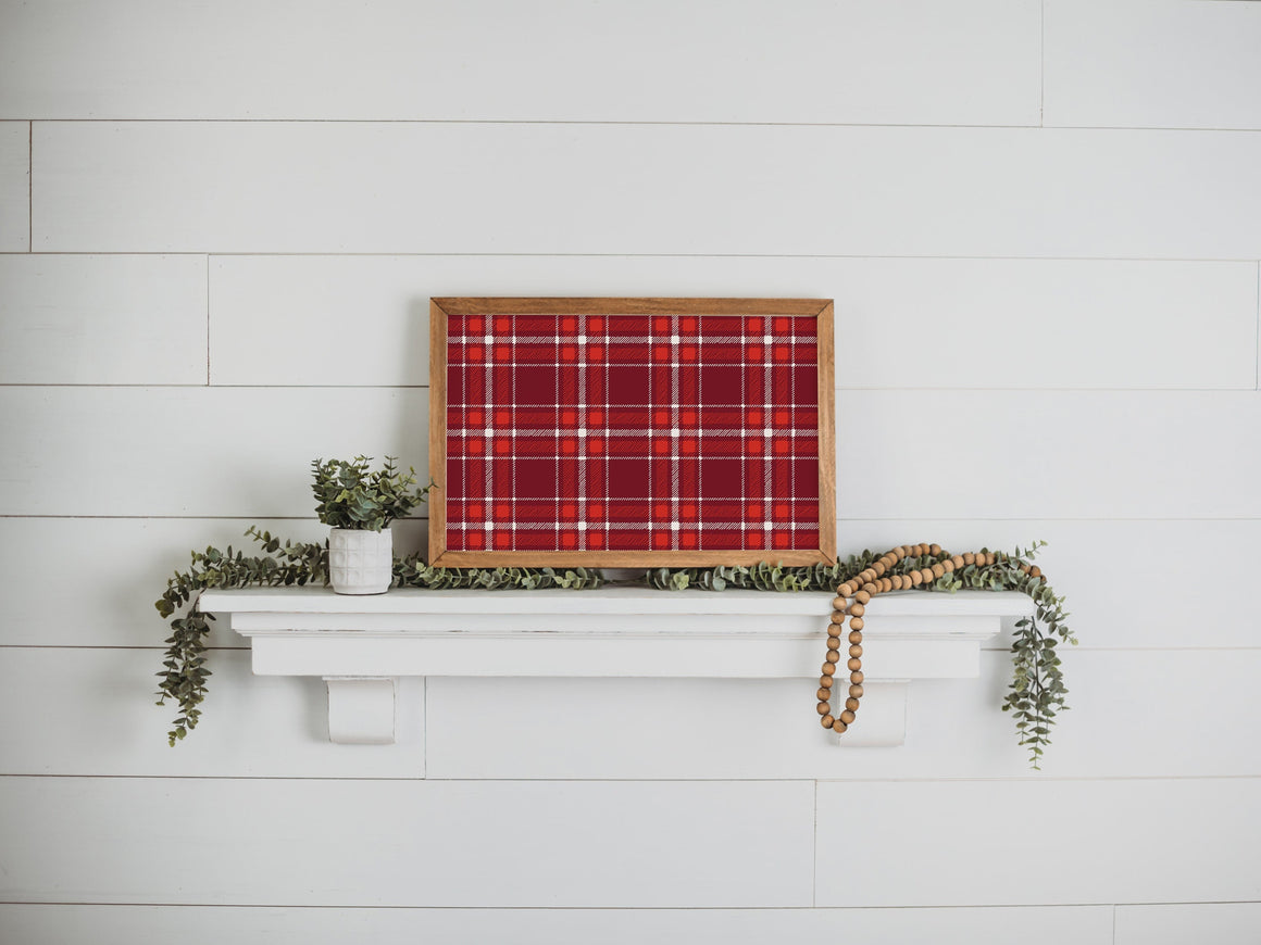 Christmas Plaid Background Sign