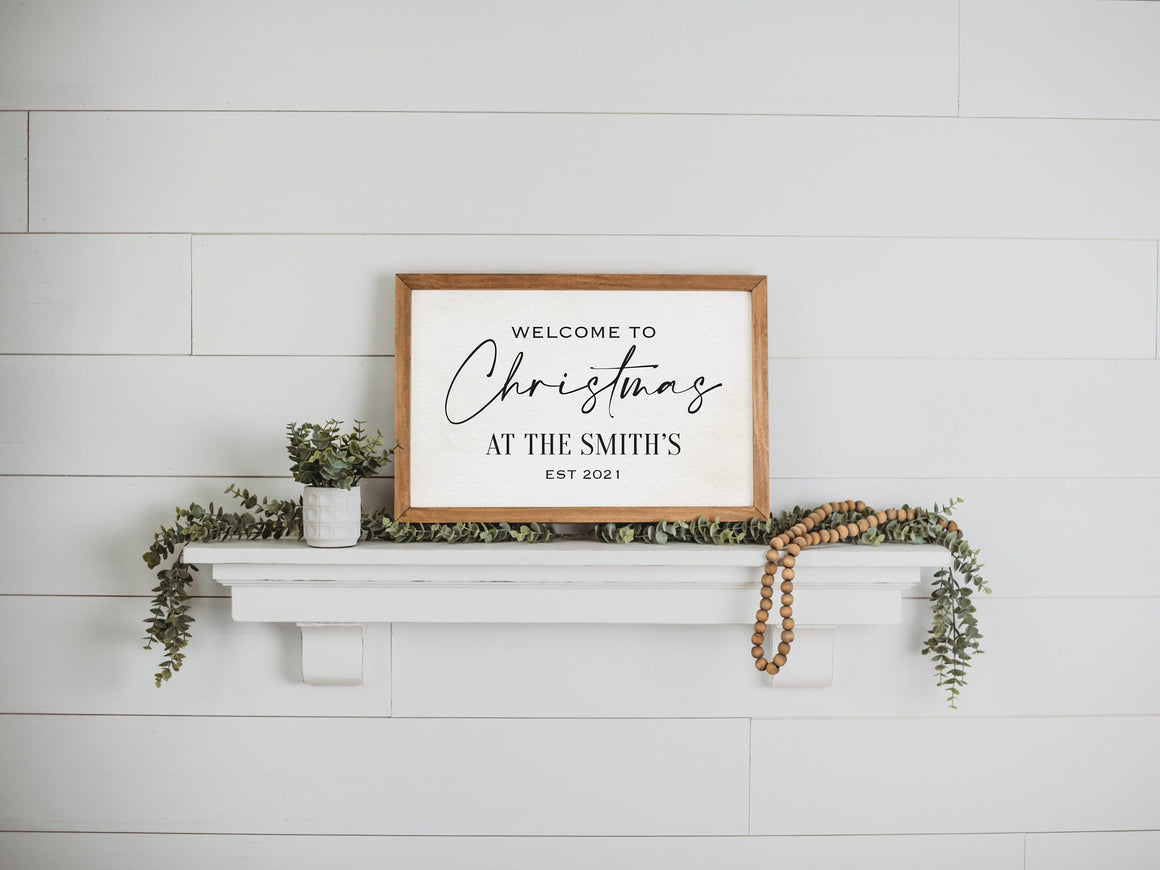 Personalized Christmas Sign, Personalized Welcome Christmas Sign, Farmhouse Personalized Christmas Decor