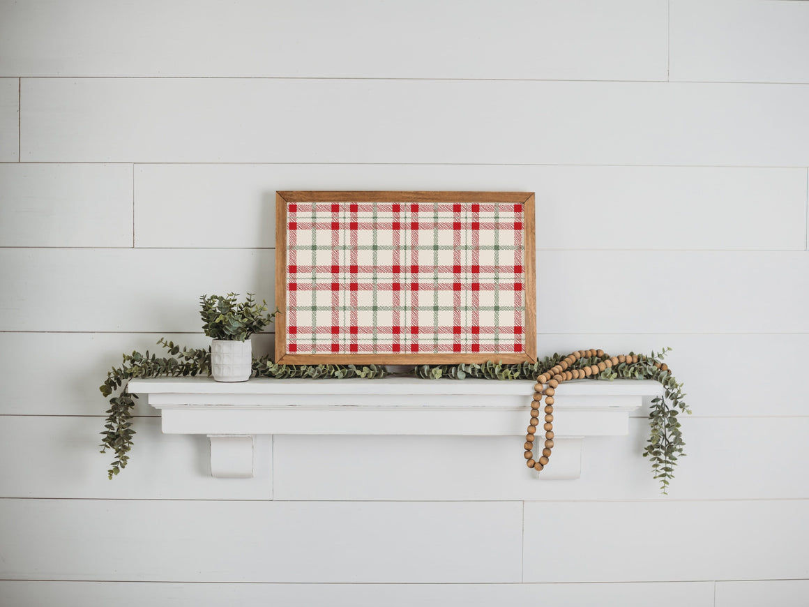 Christmas Plaid Background Sign