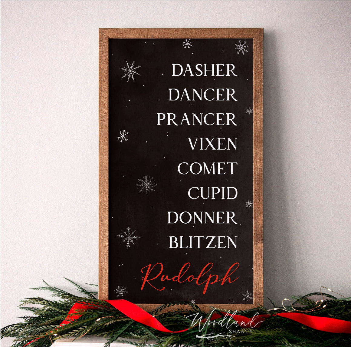 Reindeer Names Sign, Reindeer Sign, Christmas Wall Art, Reindeer Christmas Wall Sign, Christmas Mantle Decor, Rudolph Sign