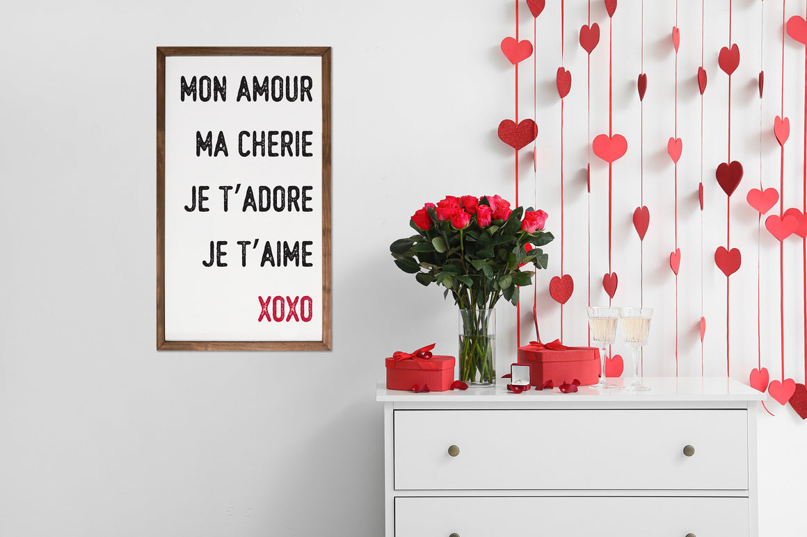 Valentines Day Decor, Valentines Day Wall Art, Valentines Day Gift Idea, French Valentine's Love Sign